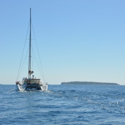 Cataaran in front of the Lerins Islands