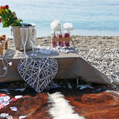 Demande mariage amour plage