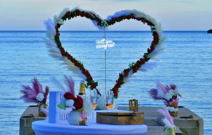 coeur plage demande en mariage